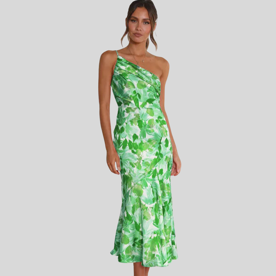 Elegantes Asymmetrisches Kleid mit Blumenmuster | Midi