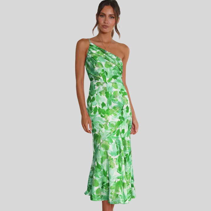 Elegantes Asymmetrisches Kleid mit Blumenmuster | Midi