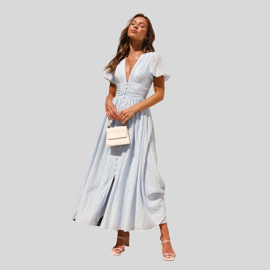 Damen Sommerkleid mit V-Ausschnitt | Midi