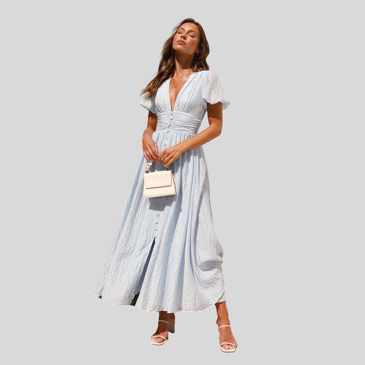 Damen Sommerkleid mit V-Ausschnitt | Midi