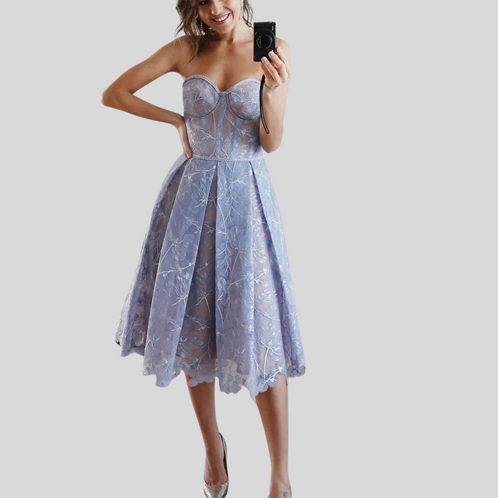 Damen Stilvolles Trägerloses Midikleid | Sommer