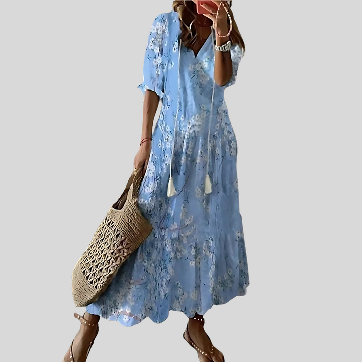 Boho Kleid Mit V-Ausschnitt | Kurzarm