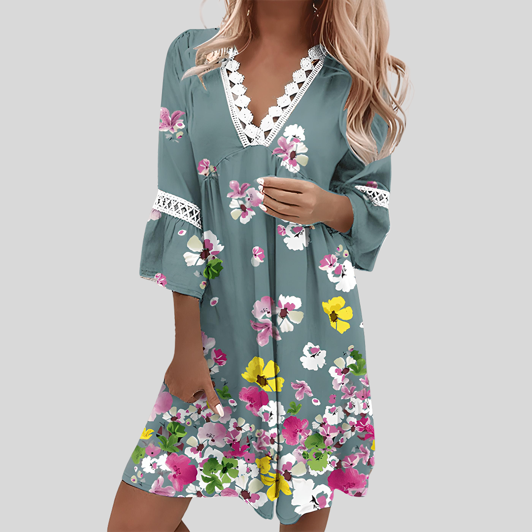 Emilie | Damen Elegantes Kleid mit V-Ausschnitt | Mini