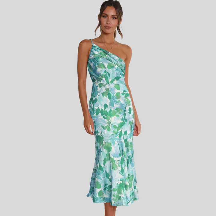 Elegantes Asymmetrisches Kleid mit Blumenmuster | Midi