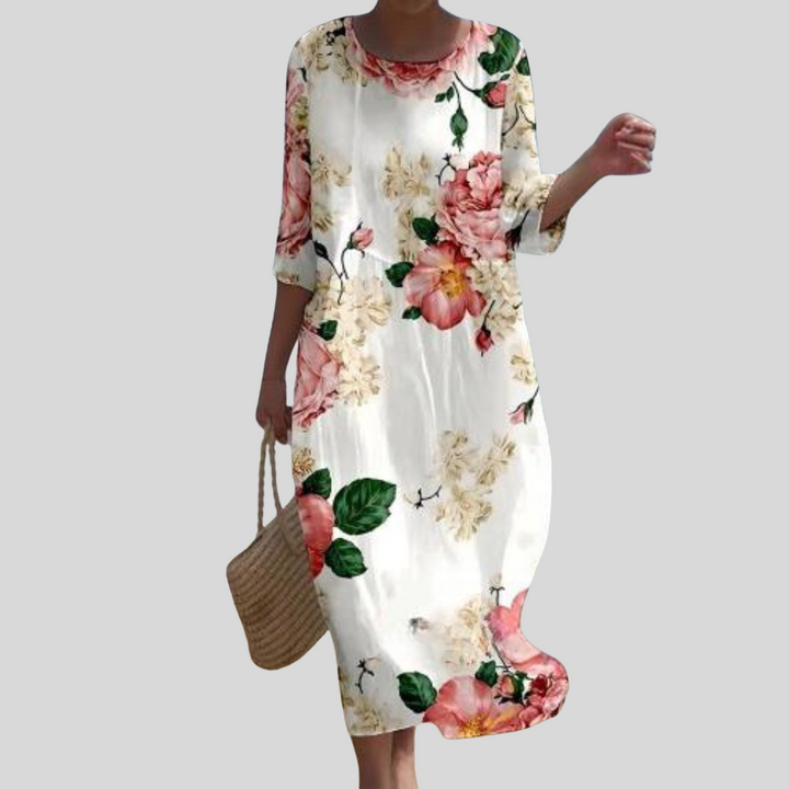 Damen Elegantes Midikleid mit Rundhalsausschnitt | Sommer