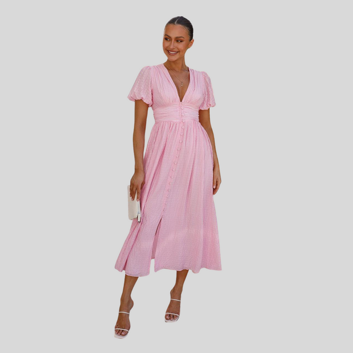Damen Sommerkleid mit V-Ausschnitt | Midi