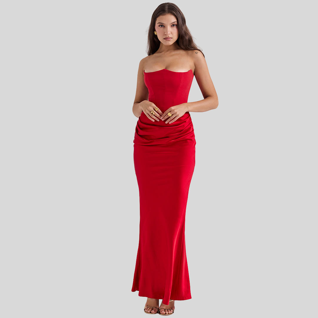 Damen Trägerloses Maxikleid | Sommer