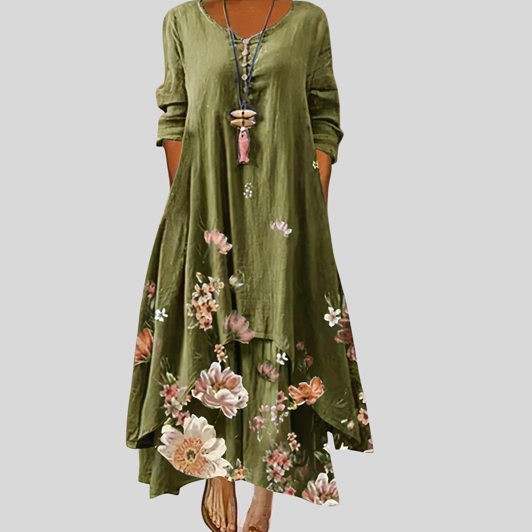 Damen Midikleid mit Langen Ärmeln | Sommer