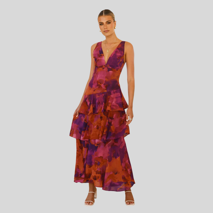 Elegantes Maxikleid mit V-Ausschnitt | Sommer