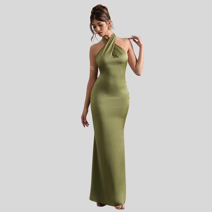 Ärmelloses Neckholder-Kleid | Lang