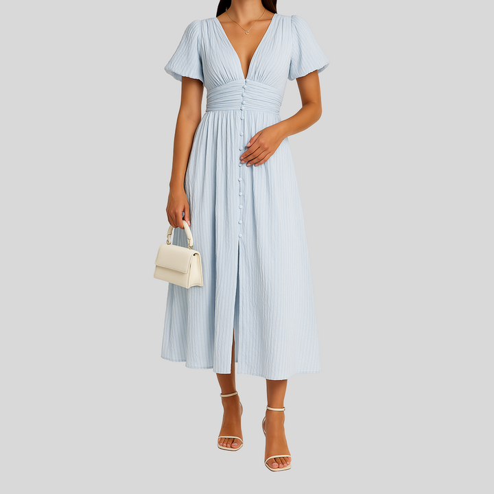 Damen Sommerkleid mit V-Ausschnitt | Midi