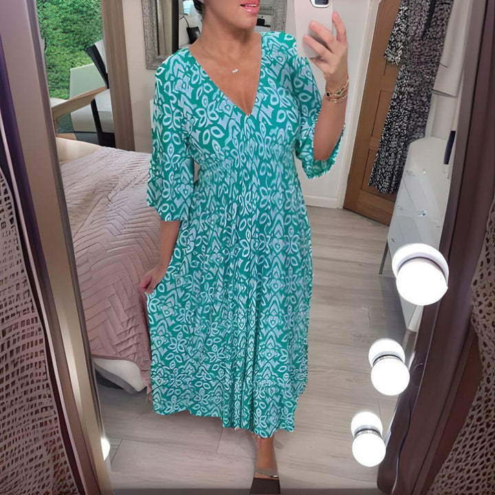 Lässiges Kleid mit V-Ausschnitt | Maxi