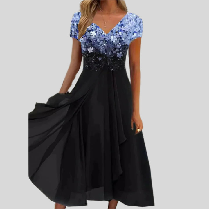 Onyxia | Damen Modernes Blumenkleid | Midi