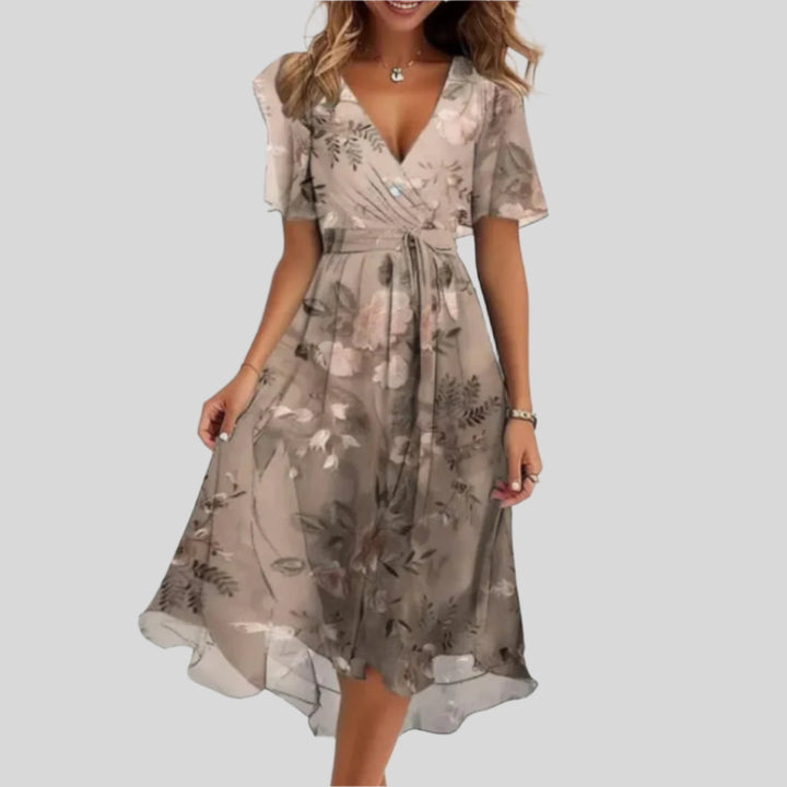 Dominique | Damen V-Ausschnitt Kleid | Elegant