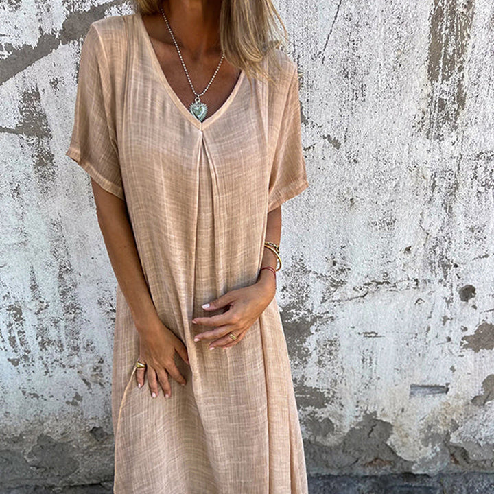Lässiges Sommerkleid mit Kurzen Ärmeln | Midi
