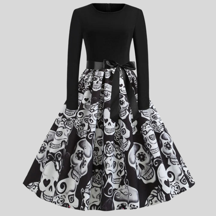 Gothic Karikatur Halloween Kleid mit langen Ärmeln | Mini