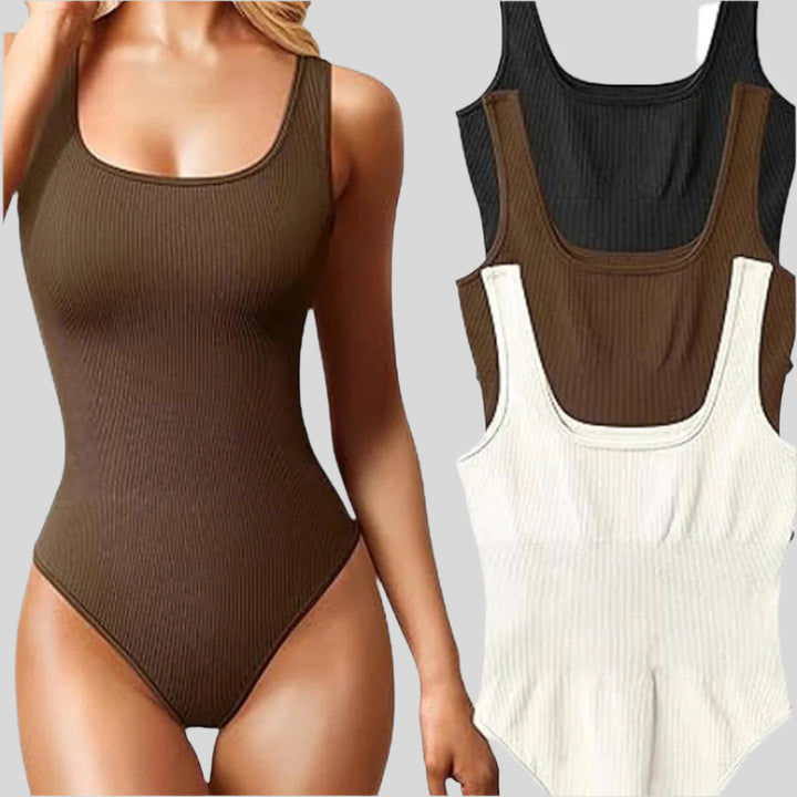 Meredith | Damen Gerippter Shapewear Body | Ärmellos