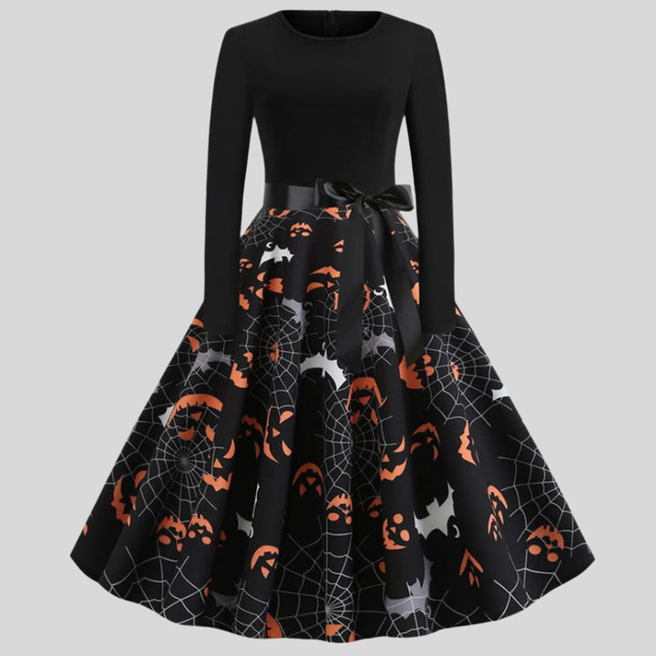 Gothic Karikatur Halloween Kleid mit langen Ärmeln | Mini