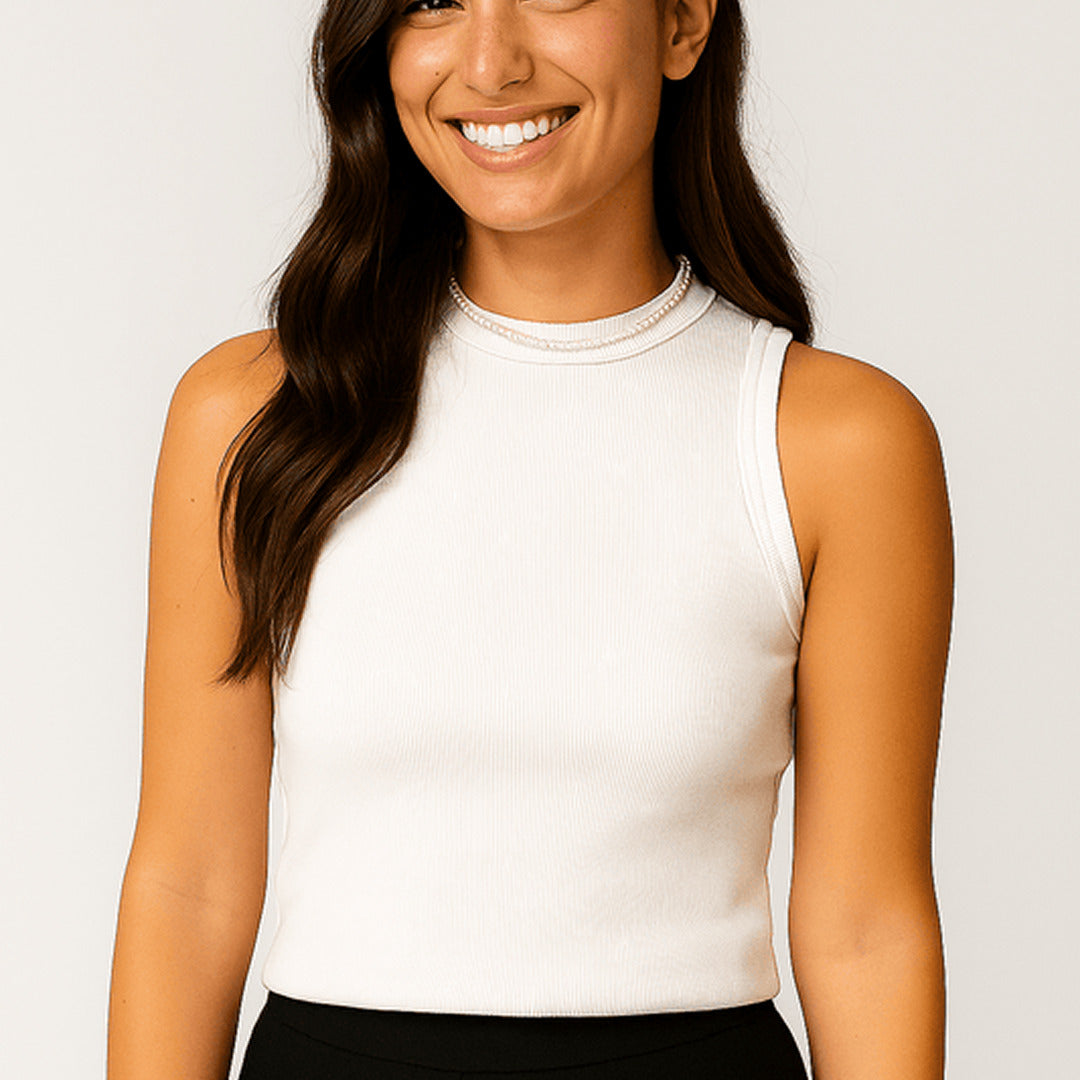 Elegantes geripptes Tanktop | Ärmellos