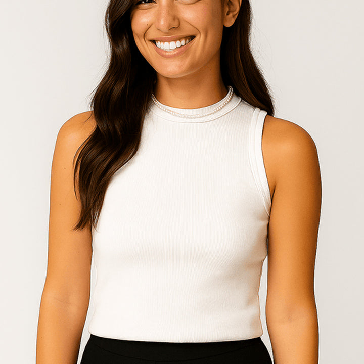 Elegantes geripptes Tanktop | Ärmellos