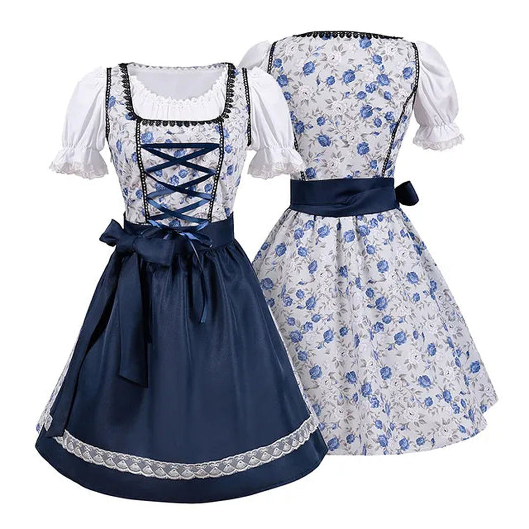Elegantes Oktoberfest Dirndl Kleid in Blau | Midi