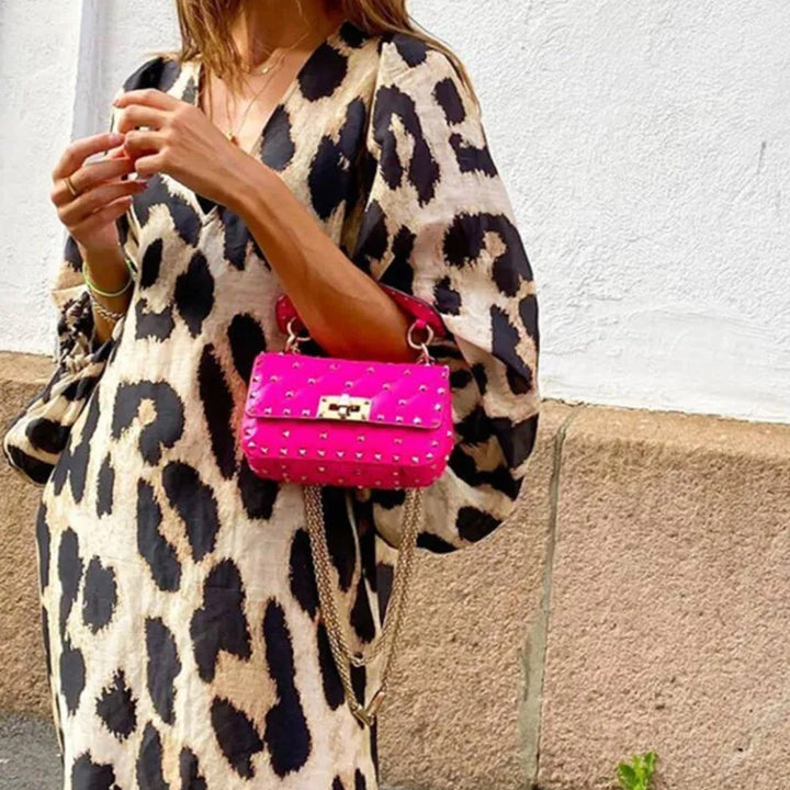 Leopardenmuster Sommerkleid | Midi