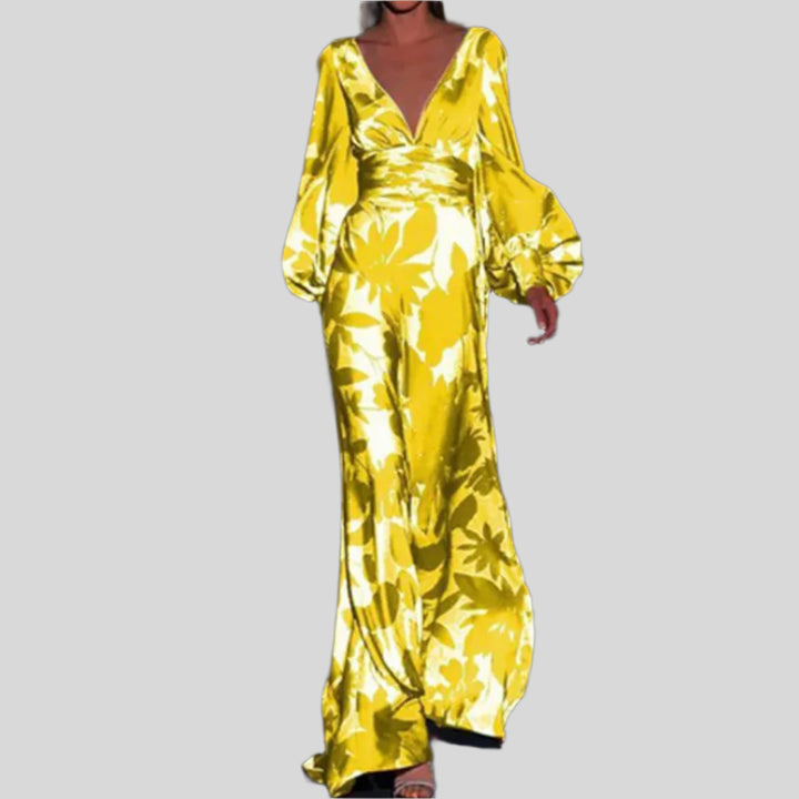 Angela | Damen Modisches V-Ausschnitt Kleid | Maxi