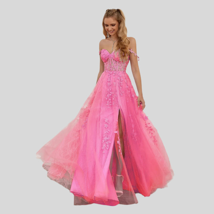 Odelis | Damen Stilvolles Schulterfreies Kleid | Maxi