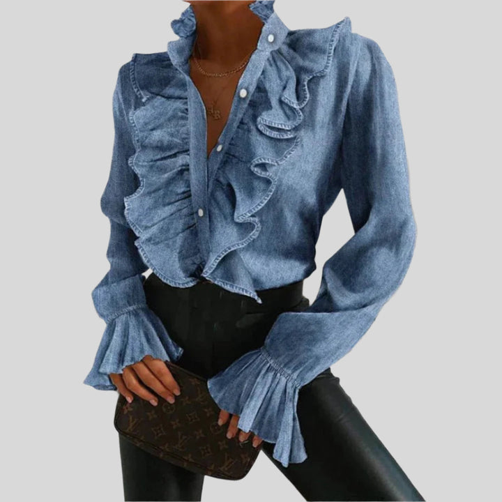 Elegante Bluse mit Knöpfen und Rüschen | Sommer