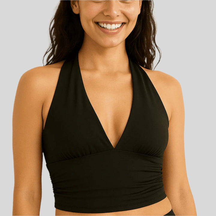 Neckholder-Crop-Top mit V-Ausschnitt | Ärmellos