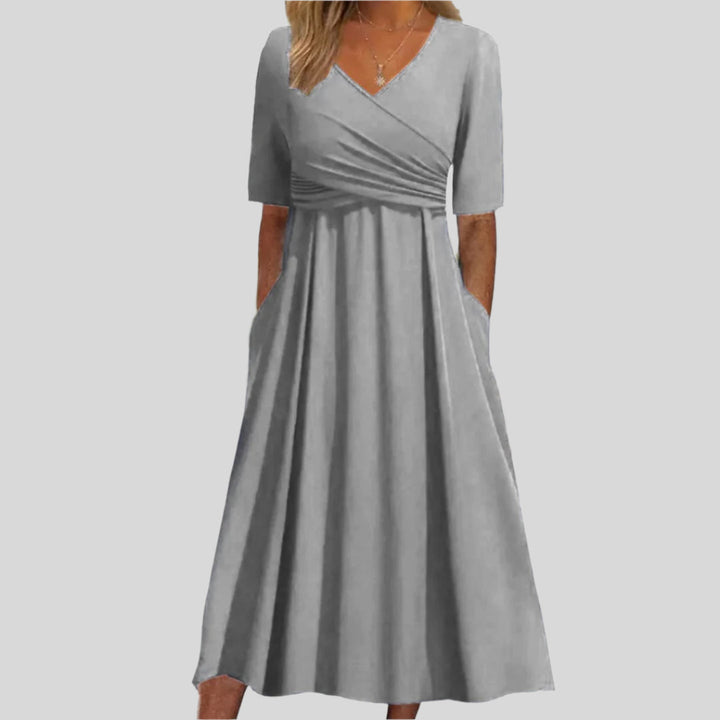 Araminta | Damen Elegantes Wrap Kleid Mit Kurzen Ärmeln | Maxi
