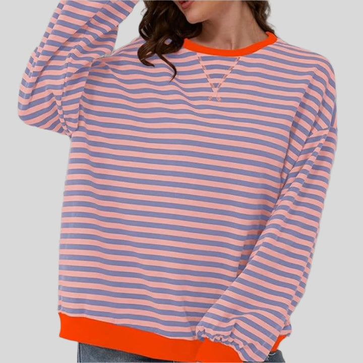 Zeitloser Gestreifter Pullover | Übergroß