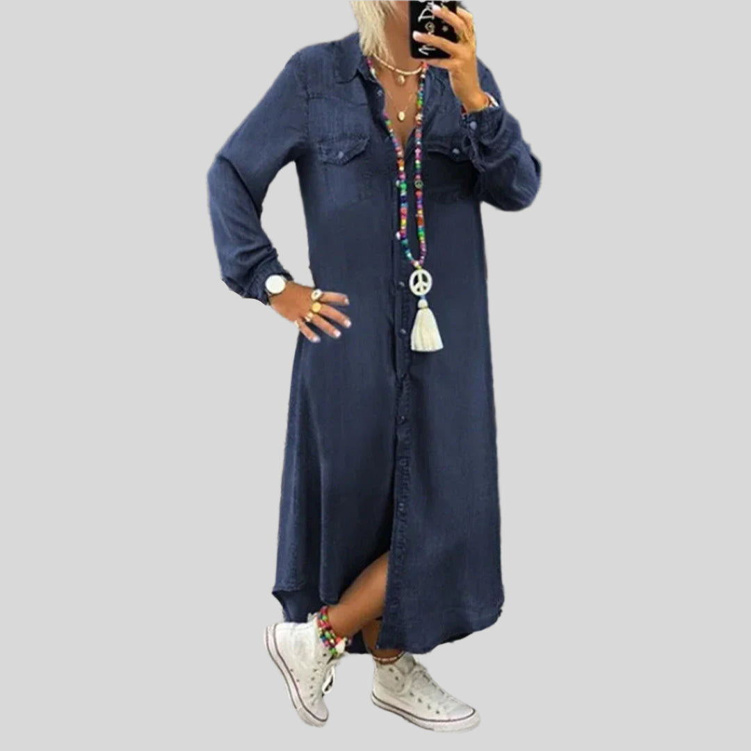 Amanda | Damen Schickes Hemdkleid | Lang