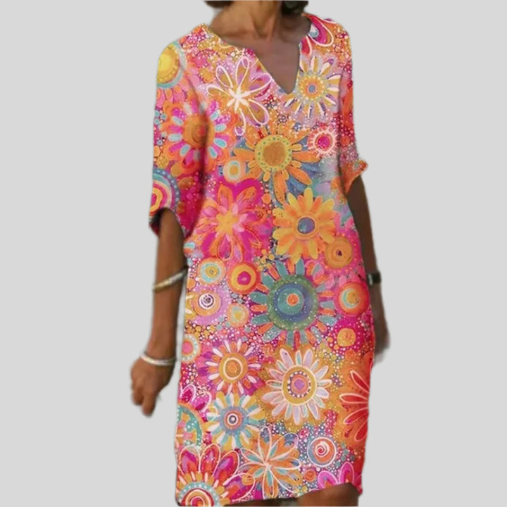 Elviera | Damen Kurzarm Sommerkleid | Midi