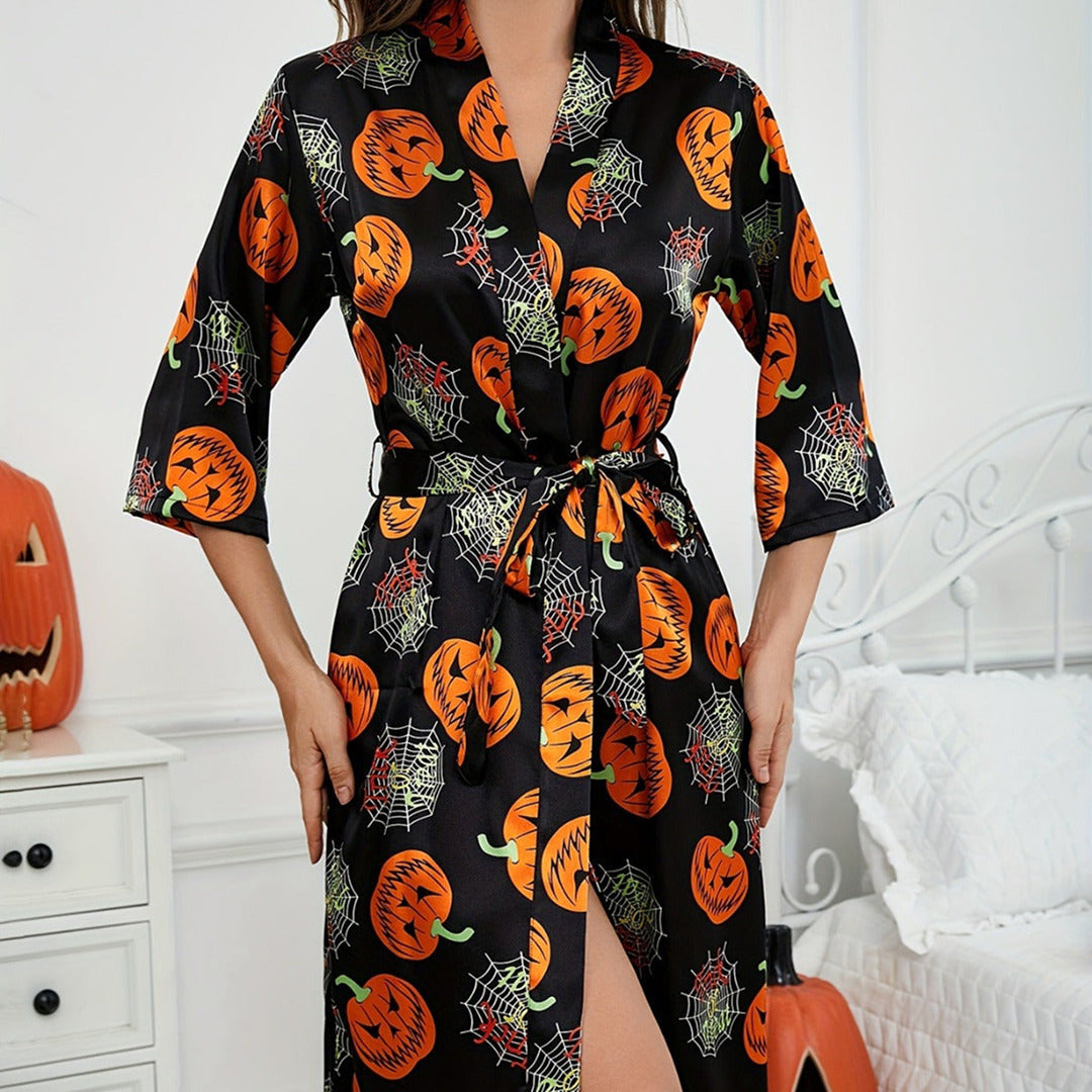 Robe mit Kürbismuster | Halloween-Kostüm