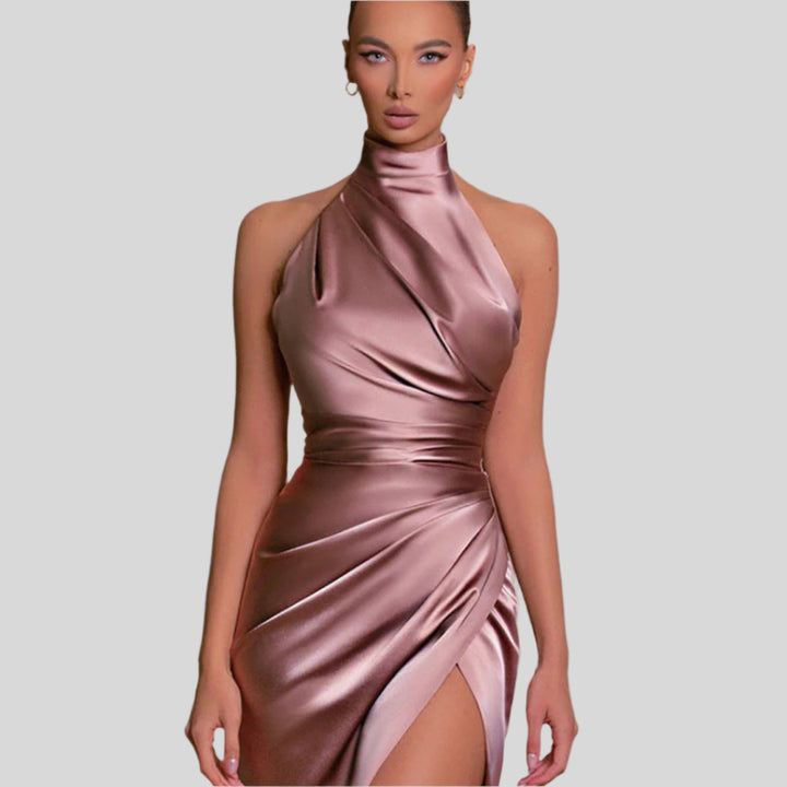 Neckholder-Kleid mit Hohem Schlitz | Maxi