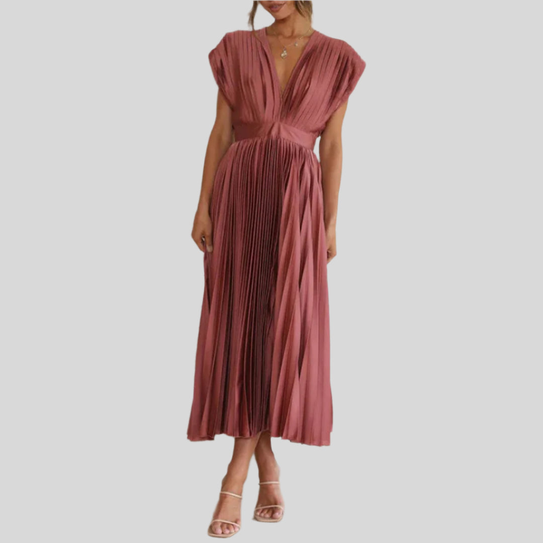 Zivara | Damen Tiefes V-Ausschnitt Sommer Kleid | Maxi