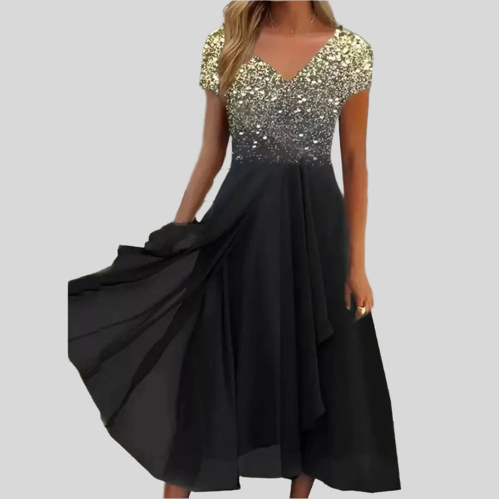 Onyxia | Damen Modernes Blumenkleid | Midi