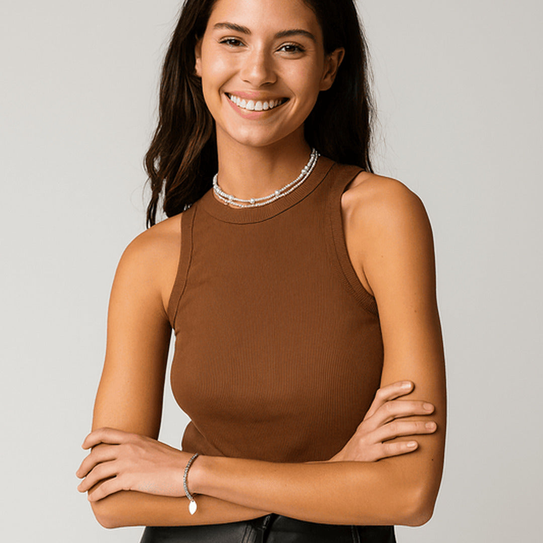Elegantes geripptes Tanktop | Ärmellos