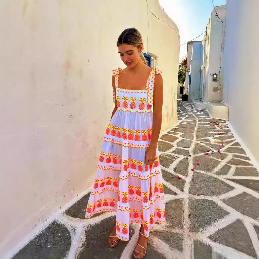 Langes Besticktes Bohemian Kleid | Maxi