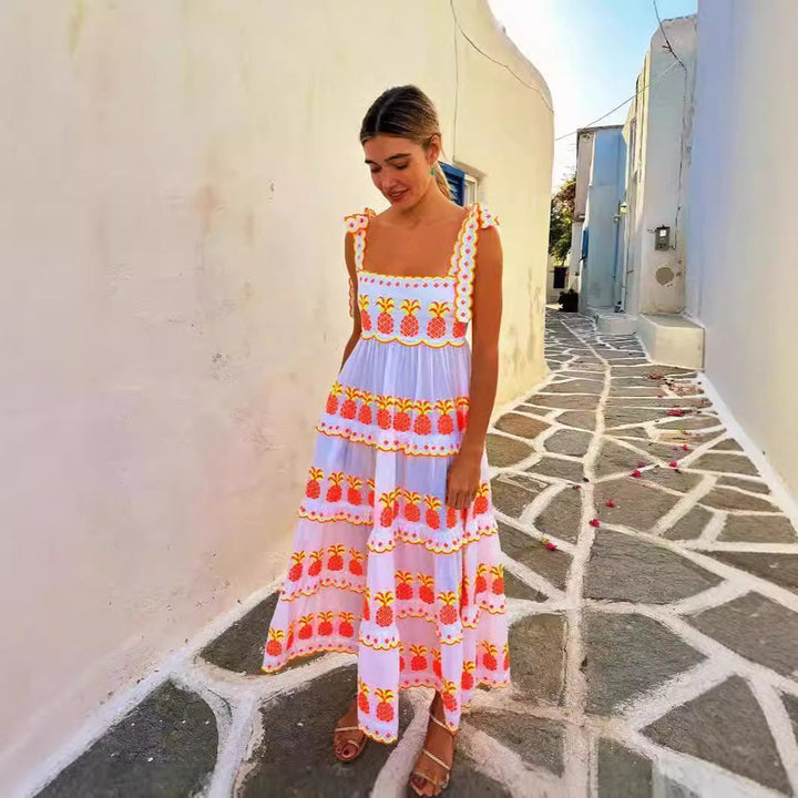 Langes Besticktes Bohemian Kleid | Maxi