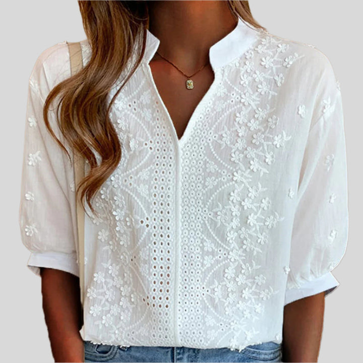 Elegantes Top Mit V-Ausschnitt | Kurzarm