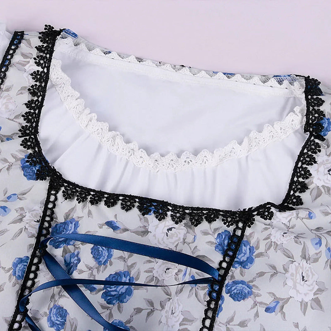 Elegantes Oktoberfest Dirndl Kleid in Blau | Midi