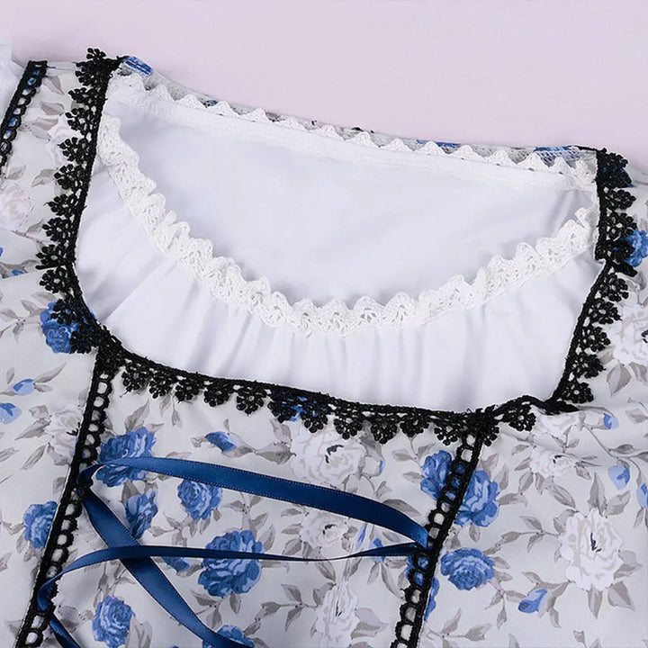 Elegantes Oktoberfest Dirndl Kleid in Blau | Midi