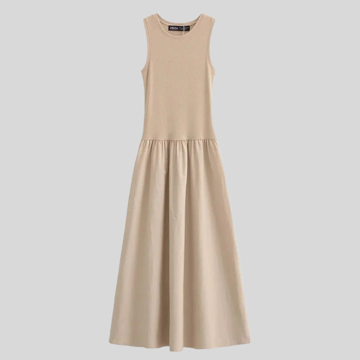 Ärmelloses Midikleid | Rundhalsausschnitt