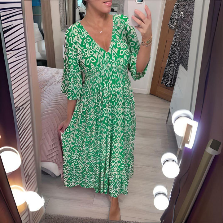 Lässiges Kleid mit V-Ausschnitt | Maxi