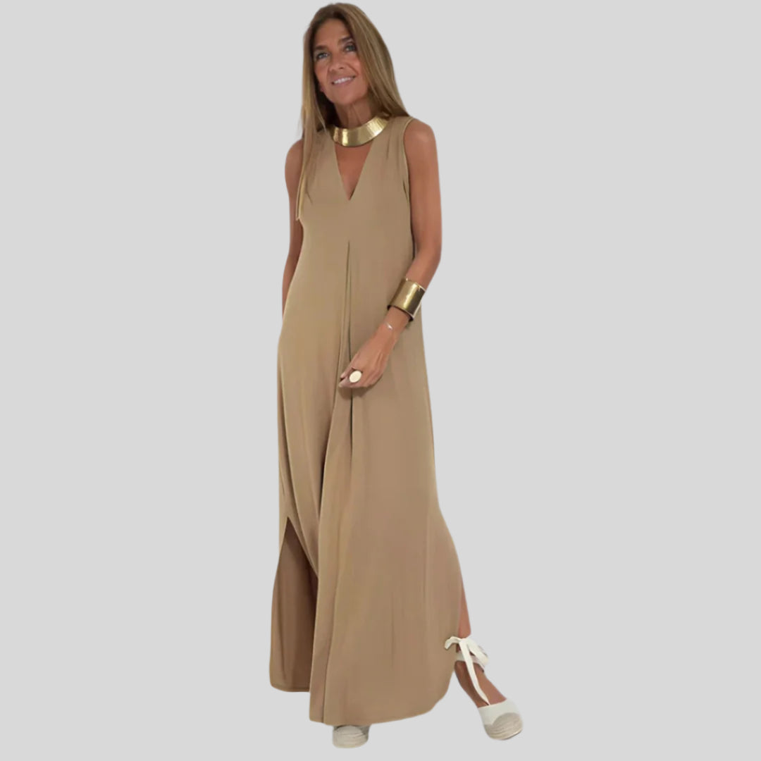 Eniee | Damen Elegantes Ärmellos Sommerkleid | Maxi
