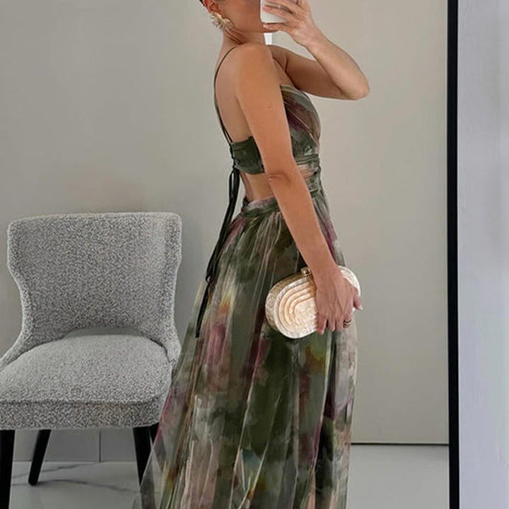 Ärmelloses Tief Ausgeschnittenes Maxikleid | V-Ausschnitt