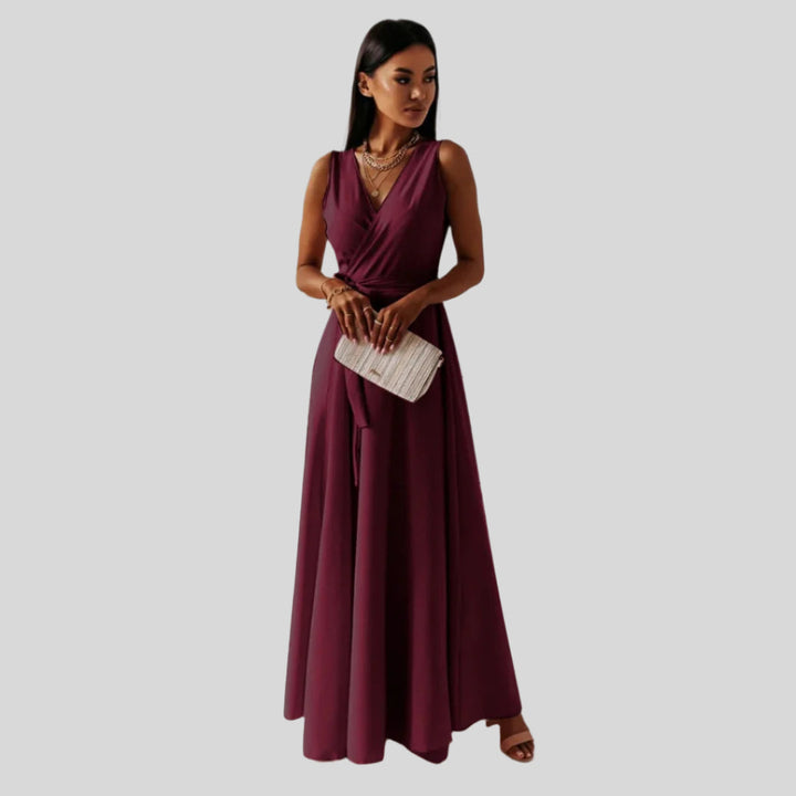 Elegantes Ärmellos Wickelkleid | Maxi
