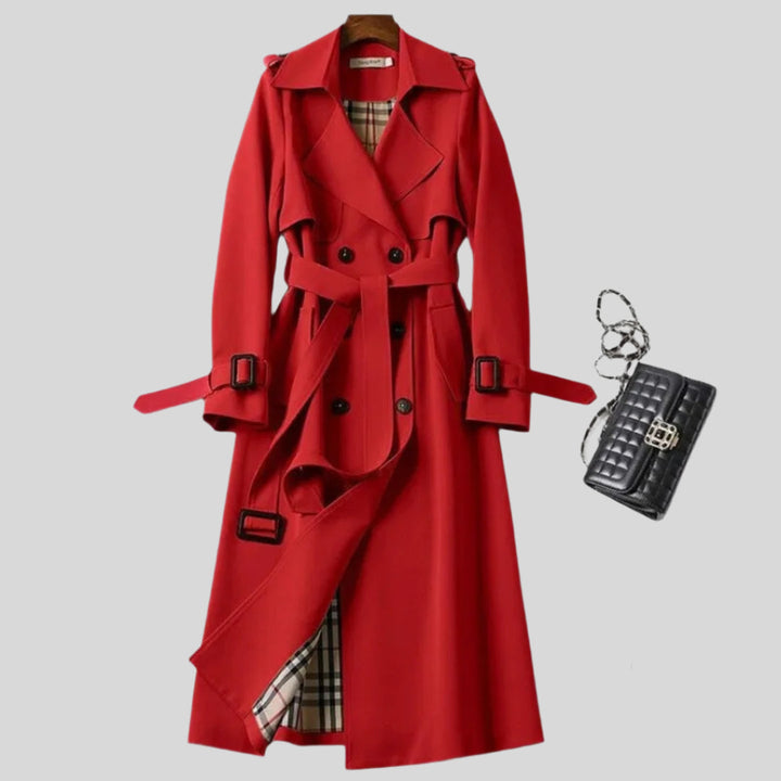 Agathe | Damen Winter Langer Trenchcoat Mit Seitentaschen | Langen Ärmeln